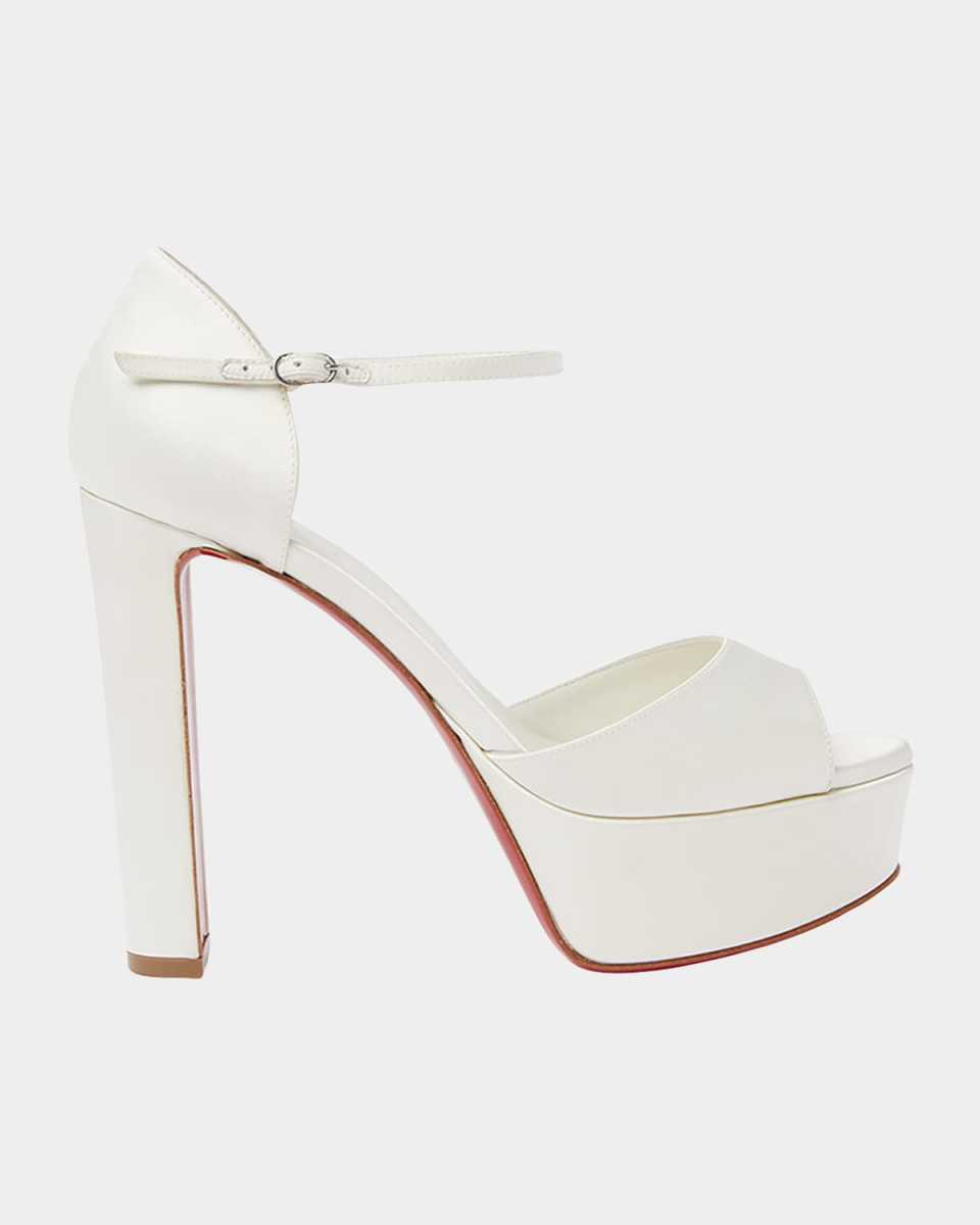 Sandaloo Silk Ankle-Strap Red Sole Platform Sandals